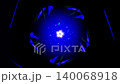 Electric blue crystal tunnel with green shards and a bright central burst 140068918