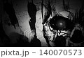 A horror video featuring scary, dark themes, with close-ups of creepy handprints and skeletons appearing before the screen goes black. 140070573