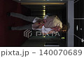 Romantic evening for a married couple. A man carries his beloved woman in his arms in the sad evening light 140070689