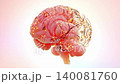 Brain with bright, Pastel sweet colors. Neuron connections. Futuristic medical technology concept. Can be used in medical elements or science, 3D Render. 140081760