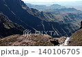 Rugged Mountain Ridges Above a Vast Desert Valley . Media 140106705