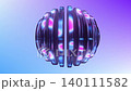 Chrome Glass Sphere Neon Pink Strips Rotating Loop Horizontal Animation 3D Render 140111582