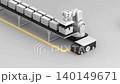 Robotic arm with a suction gripper takes a box from a conveyor and places it on an AGV, 3d redner 140149671