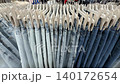 Jeans hanging on rack in clothing store display background video 140172654