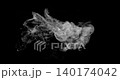 Slow motion white smoke cloud drifting across black background. Realistic atmospheric SFX overlay with swirling vapor, ideal for VFX compositing, transitions and cinematic effects. Speed ramp effect. 140174042