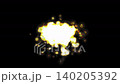 Burning fire mass slowly breaking into glowing particles 140205392