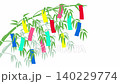 Tanabata bamboo decorations and tanzaku (paper strips for writing wishes) swaying in the breeze - animated background 140229774