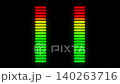 Dynamic Green vertical audio spectrum equalizer bars. Pulsing music visualization on black background. Digital frequency equalizer sound signal visualization. Frequency level indicator 140263716
