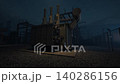 High Voltage Power Substation at Night. Electricity Grid Infrastructure. Abandoned Power Substation at Night. Power Grid Failure And Blackout Concept 140286156