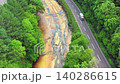 清澈的河水，無人機空拍，北海道伊達市大瀧區，流川，白木之塔，北湯澤溫泉附近。 140286615