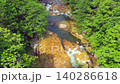 清澈的河水，無人機空拍，北海道伊達市大瀧區，流川，白木之塔，北湯澤溫泉附近。 140286618