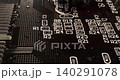 Close-up of black printed circuit board with metallic edge connector 140291078