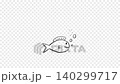 Hand drawn cute sea animals and marine life set whale octopus seahorse turtle black line art doodle 140299717