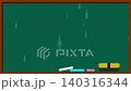 A blackboard in a school classroom; it's raining; it's the rainy season. 140316344