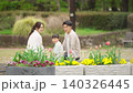 A family watching the fountain in the park 140326445