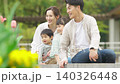 A family watching the fountain in the park 140326448