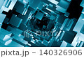 Looped animation of infinite flying through abstract cubic tunnel made of blue glossy 3D blocks. Futuristic corridor structure of rectangular elements with metallic surfaces. Seamless VJ loop 4K 60fps 140326906