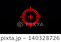 Red neon target crosshair with pulsing effect on a black background, digital display element 140328726