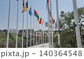 National Flags of Various Countries Fluttering in the Wind under a Clear Blue Sky 140364548