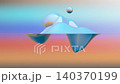 A serene abstract 3D scene with floating glossy forms and soft pastel gradients - 3d illustration 140370199