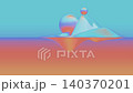 A serene abstract 3D scene with floating glossy forms and soft pastel gradients - 3d illustration 140370201