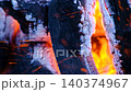 BBQ Charcoal Embers and Flying Sparks in Slow Motion. 140374967