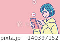 Anime-style girl using a smartphone 140397152