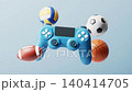 Various of sports games set and game pad, 3d rendering. 140414705