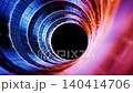 Neon technological ring tunnel with cube board structure, 3d rendering. 140414706