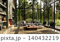 Animation of modern loft style living room 3D render. 140432219