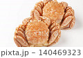 A product photo of high-end seafood: two Hokkaido hairy crabs placed side-by-side against a white background. 140469323