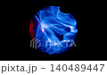 一段無縫循環動畫視頻，展示了一個小的紅色球體進入並與一個藍色的等離子體球體混合的過程。 140489447