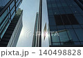 Glass Skyscrapers from Below. Worm Eye Cinematic View of Urban Architecture 140498828
