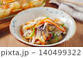 Marinated horse mackerel (Nanban-style), a pre-made dish taken from a storage container. 140499322