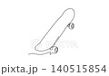 Animated self drawing of continuous line draw classic street skateboard, tilted dynamically to show deck grip and small rolling wheels for urban trick and extreme sport. Full length one line animation 140515854