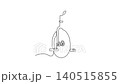 Animated self drawing of continuous line draw traditional sport unicycle viewed from angled perspective. Single sturdy wheel, foot-pedal cranks, padded seating assembly. Full length one line animation 140515855