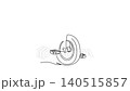 Animated self drawing of continuous line draw classic circus unicycle, showcasing single rolling tire wheel, central metal fork pillar, pedals, and leather seat saddle. Full length one line animation 140515857
