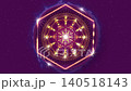 Video animation Flower of Life. Gold Sacred geometry. Loop footage of Mystic icon, luxury mandala, mystical hexagon, crop circles, shiny special effects, sparkling design, purple galaxy background 140518143