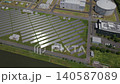 [Aerial Video] Mega Solar Power Plant and Adjacent Factory Facilities: Infrastructure Landscape of Solar Power Generation and Renewable Energy 140587089