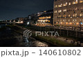 A nighttime scene of the Kamo River in Kyoto: the traditional riverside dining area. 140610802