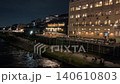 A nighttime scene of the Kamo River in Kyoto: the traditional riverside dining area. 140610803