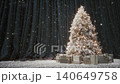 Snow Falling on Elegant White Christmas Tree - Holiday Background Animation 140649758