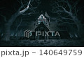Eerie Haunted House in Dark Forest - Horror Forest Animation. Holiday spooky pumpkin 140649759