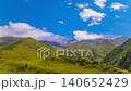 Time-lapse of cows grazing in mountains under white clouds above in Kyrgyzstan 140652429
