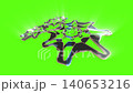Abstract glowing gears symbolize movement, technology and dynamic mechanical systems in a futuristic, surreal visual style. 140653216