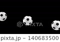 Loopable stylized animation of soccer balls jumping one by one, 3d render  140683500