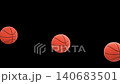 Loopable stylized animation of basketballs jumping one by one, 3d render 140683501