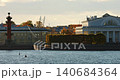 Russia, St.Petersburg, Old stock exchange building, pleasure boats in the Neva River at sunset, the drawbridge Palace, the cabinet of curiosities Museum, Rostral columns, shipyards 140684364