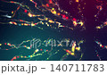 3d render particles Vibrant web of shimmering sparks. Dynamic explosion disperses glowing filament fragments rapidly. Chaotic eruption releases luminous threads and energetic particles across darkness 140711783