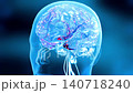 Brain digital transparent. Neuron connections. Futuristic medical technology concept. Can be used in medical elements or science, 3D Render. 140718240